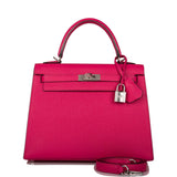 Hermes Rose Mexico Epsom Sellier Kelly 25cm Palladium Hardware