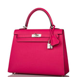 Hermes Rose Mexico Epsom Sellier Kelly 25cm Palladium Hardware