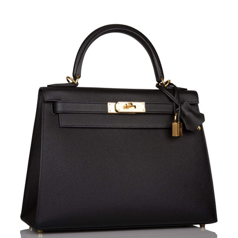 Hermes Black Epsom Sellier Kelly 28cm Gold Hardware