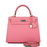 Hermes Rose Confetti Epsom Sellier Kelly 25cm Palladium Hardware