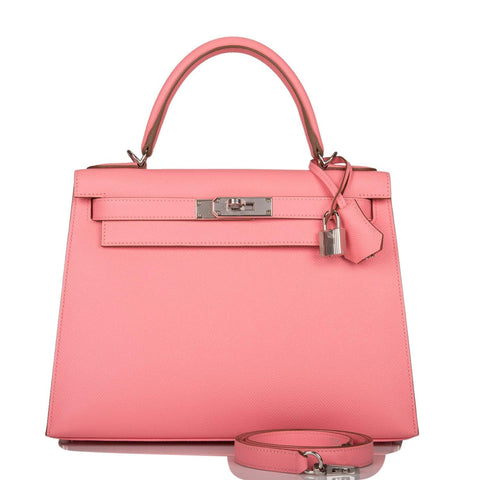 Hermes Rose Confetti Epsom Sellier Kelly 28cm Palladium Hardware