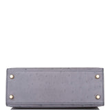 Hermes Horseshoe Stamp (HSS) Bi-Color Gris Agate and Bleu Electric Ostrich Sellier Kelly 25cm Brushed Gold Hardware