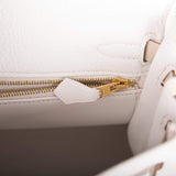 Hermes Horseshoe Stamp (HSS) Bi-Color White and Trench Clemence Retourne Kelly 25cm Gold Hardware
