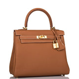 Hermes Gold Togo Retourne Kelly 25cm Gold Hardware