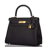 Hermes Black Togo Retourne Kelly 28cm Gold Hardware