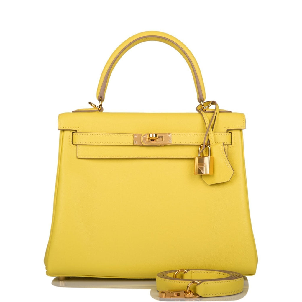 Hermes Lime Swift Retourne Kelly 25cm Gold Hardware