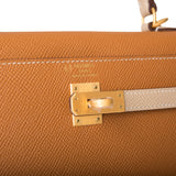 Hermes Kelly Sellier 25cm Gold and Trench Epsom  Brushed Gold Hardware