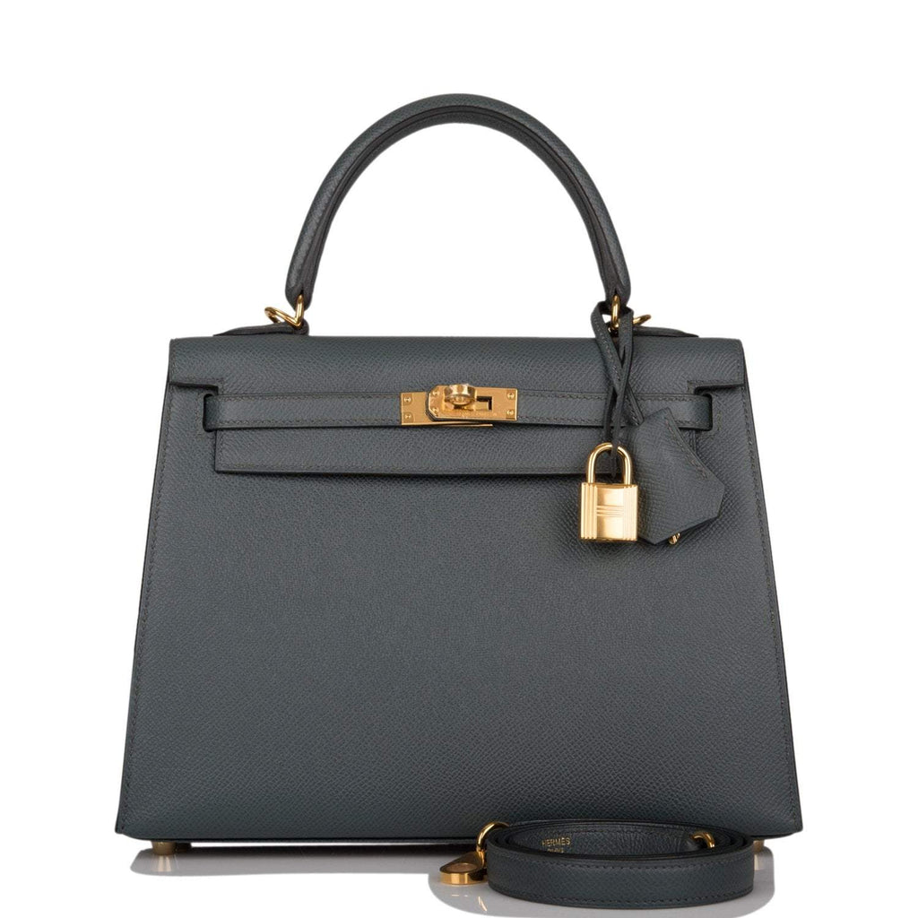 Hermes Bleu Orage Epsom Sellier Kelly 25cm Gold Hardware