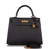 Hermes Black Epsom Sellier Kelly 25cm Gold Hardware