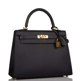 Hermes Black Epsom Sellier Kelly 25cm Gold Hardware