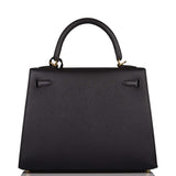Hermes Black Epsom Sellier Kelly 25cm Gold Hardware