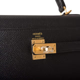 Hermes Black Epsom Sellier Kelly 25cm Gold Hardware