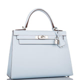 Hermes Bleu Brume Epsom Sellier Kelly 28cm Palladium Hardware
