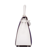 Hermes Kelly Sellier 28 Crocus and White Epsom Brushed Palladium Hardware