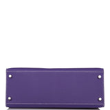 Hermes Kelly Sellier 28 Crocus and White Epsom Brushed Palladium Hardware