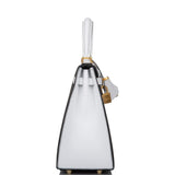 Hermes Kelly 28cm Bi-Color Black and Craie Epsom Sellier Brushed Gold Hardware