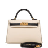 Hermes Kelly Sellier 20 Nata and Black Epsom Gold Hardware