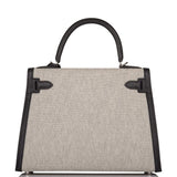 Hermes Kelly Sellier 28 Black Toile and Swift Sellier Palladium Hardware