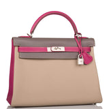 Hermes Kelly Retourne 32 Tosca, Gris Tourterelle and Etain Togo Brushed Palladium Hardware