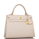 Hermes Kelly Sellier 25cm Craie Epsom Gold Hardware