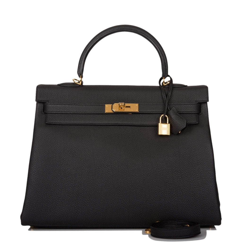 Hermes Black Togo Retourne Kelly 35cm Gold Hardware
