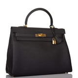 Hermes Black Togo Retourne Kelly 35cm Gold Hardware