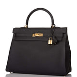 Hermes Black Togo Retourne Kelly 35cm Gold Hardware