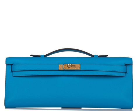 Hermes Kelly Cut Bleu Frida Swift Gold Hardware
