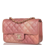 Chanel Mini Rectangular Flap Bag Pink Ombre Metallic Lambskin Light Gold Hardware