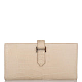 Hermes Beton Matte Alligator Bearn Wallet Palladium Hardware
