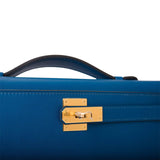 Hermes Deep Blue Swift Kelly Cut Gold Hardware