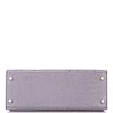 Hermes Kelly 28cm Bi-Color Gris Agate and Gris Perle Ostrich Sellier  Brushed Gold Hardware