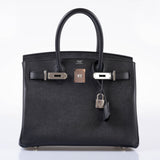 Hermes Birkin 30 Black Epsom with Palladium Hardware - 2021, Z