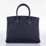Hermes Birkin 30 Bleu (Blue) Nuit Togo with Gold Hardware - 2021, Z