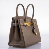 Hermes Birkin 30 Etoupe Navillo leather Gold Hardware - 2019, D