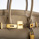 Hermes Birkin 30 HSS Trench & Craie Piping Togo Brushed Gold Hardware - 2016, X