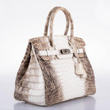 Hermes Birkin 30 Matte Himalayan Niloticus Crocodile Palladium Hardware - 2010, N Square