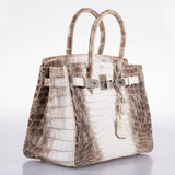 Hermes Birkin 30 Matte Himalayan Niloticus Crocodile Palladium Hardware - 2010, N Square