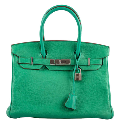 Hermes Birkin 30 Menthe Clemence with Palladium Hardware - 2012, P Square