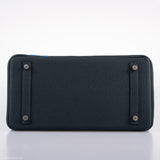 Hermes Birkin 30 Officier Vert Cyprès Togo & Bleu Zellige Stripe & Lining Palladium Hardware - 2018, C