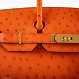 Hermes Birkin 30 Tangerine Ostrich with Gold Hardware - 2016, X