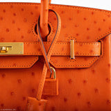 Hermes Birkin 30 Tangerine Ostrich with Gold Hardware - 2016, X