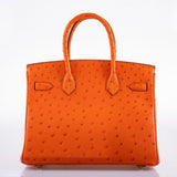 Hermes Birkin 30 Tangerine Ostrich with Gold Hardware - 2016, X