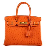Hermes Birkin 30 Tangerine Ostrich with Gold Hardware - 2016, X