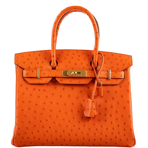 Hermes Birkin 30 Tangerine Ostrich with Gold Hardware - 2016, X