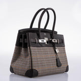 Hermes Birkin 30 Togo And Plaid Wool Lainage Palladium Hardware - 2006, J Square