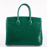 Hermes Birkin 30 Vert Emerald Niloticus Crocodile Gold Hardware - 2019, D