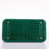 Hermes Birkin 30 Vert Emerald Niloticus Crocodile Gold Hardware - 2019, D