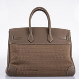 Hermes Birkin 35 Crinoline & Etoupe Clemence with Palladium Hardware - 2005, I Square