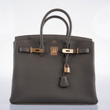 Hermes Birkin 35 Etain Togo with Rose Gold Hardware - 2021, Z